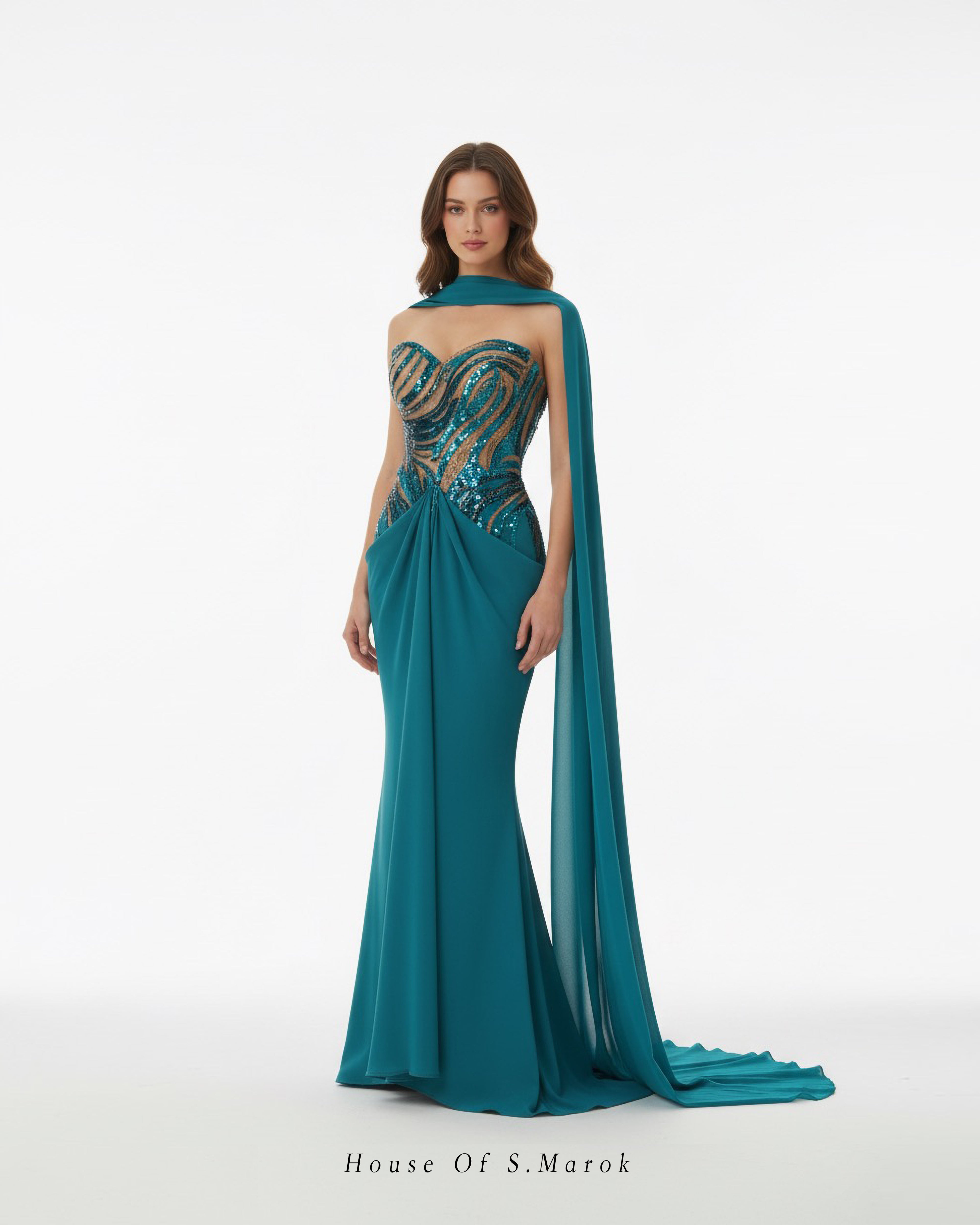 Sequin Wave Column Dress