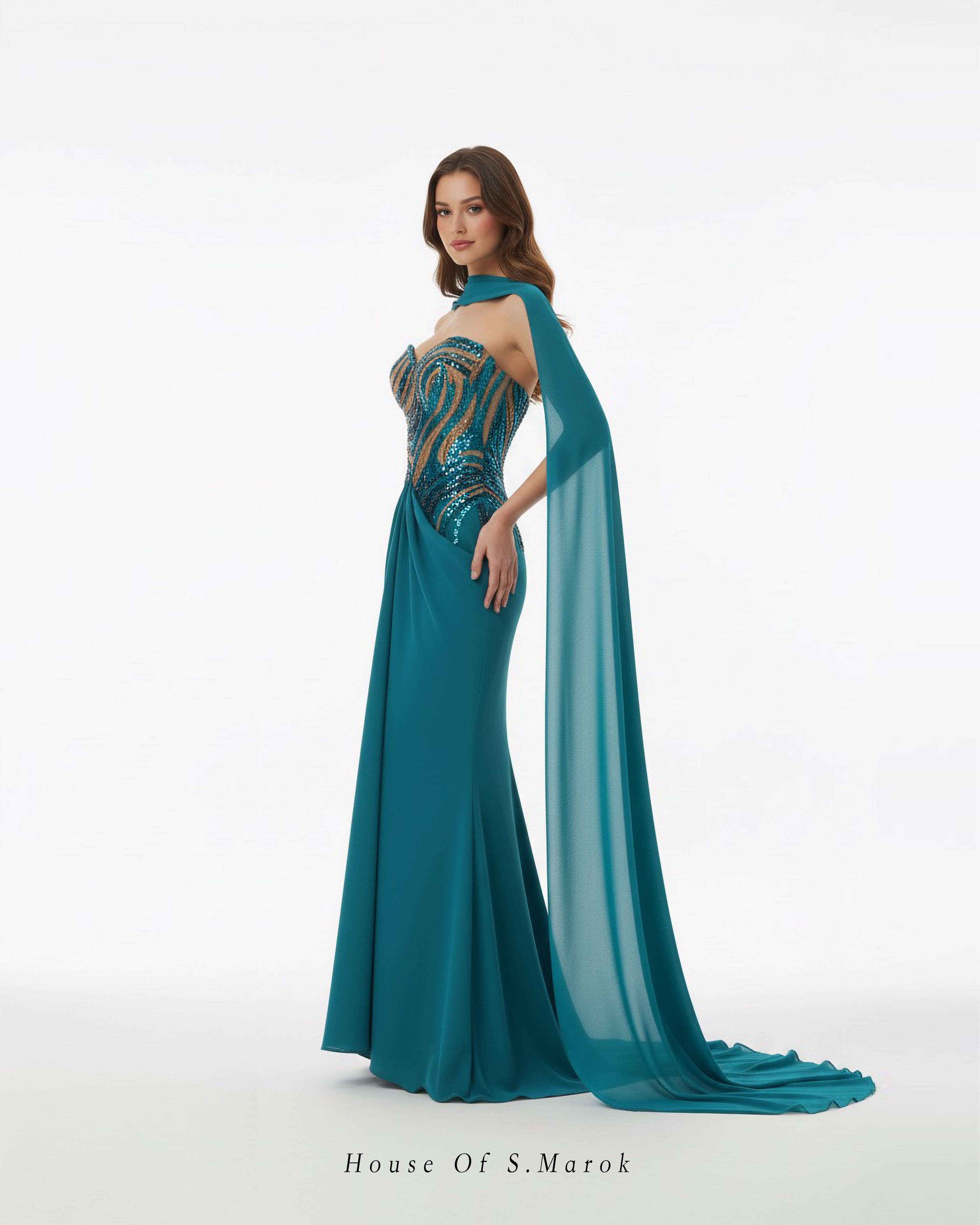 Sequin Wave Column Dress